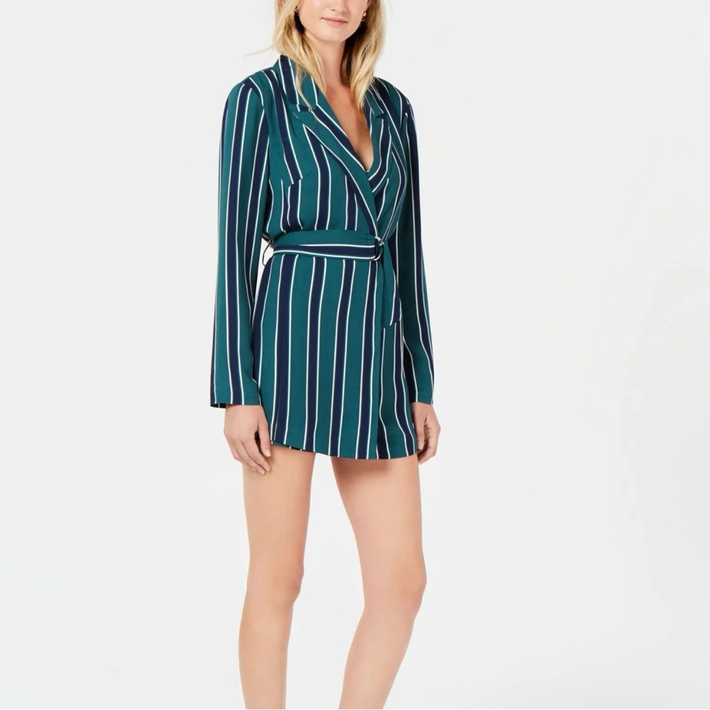 Rules of Etiquette Women’s Navy & Green Striped Romper Size XL 🆕